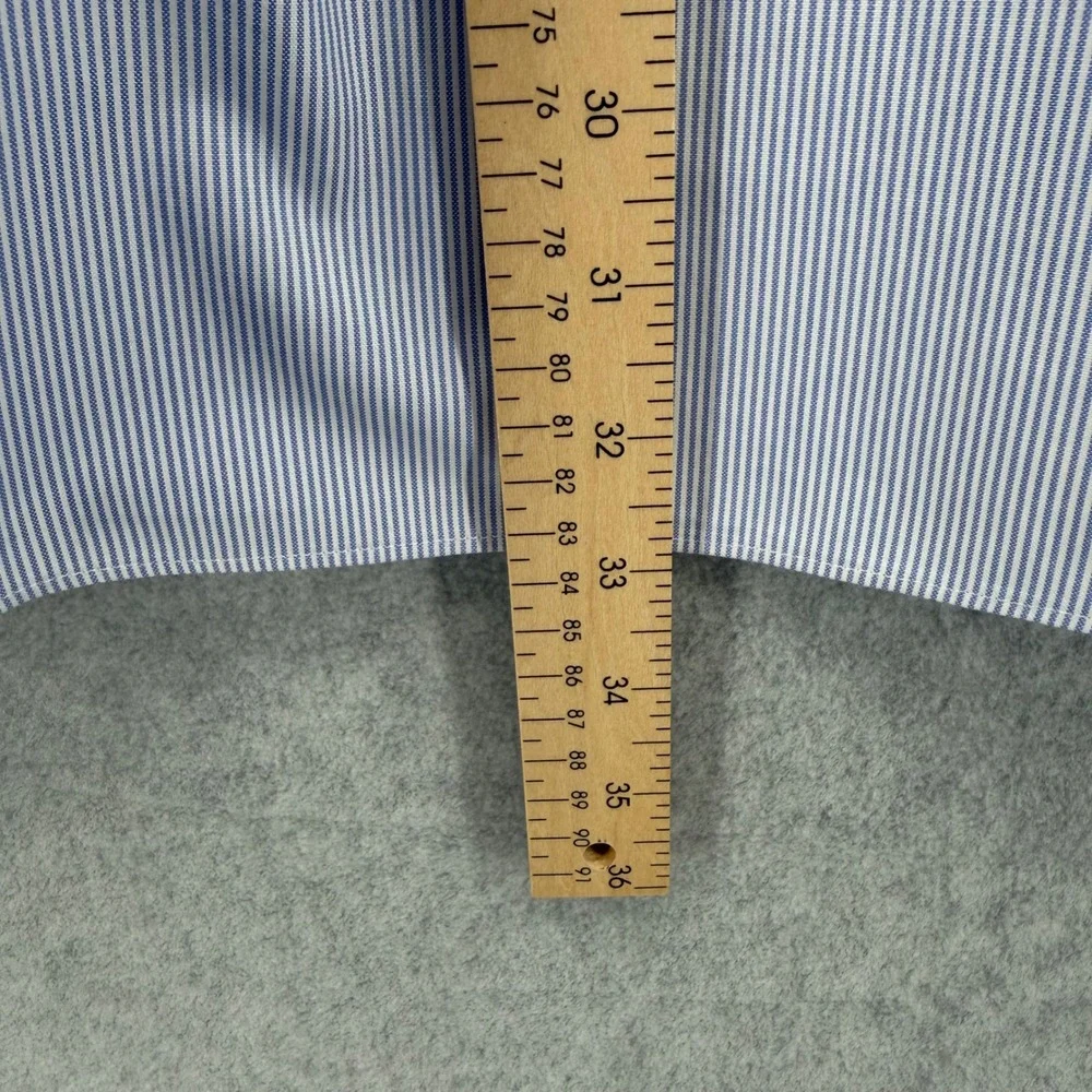 UNTUCKit Pio Cesare Shirt Mens XL Blue White Stripe Wrinkle Free Cotton Button - Picture 10 of 10